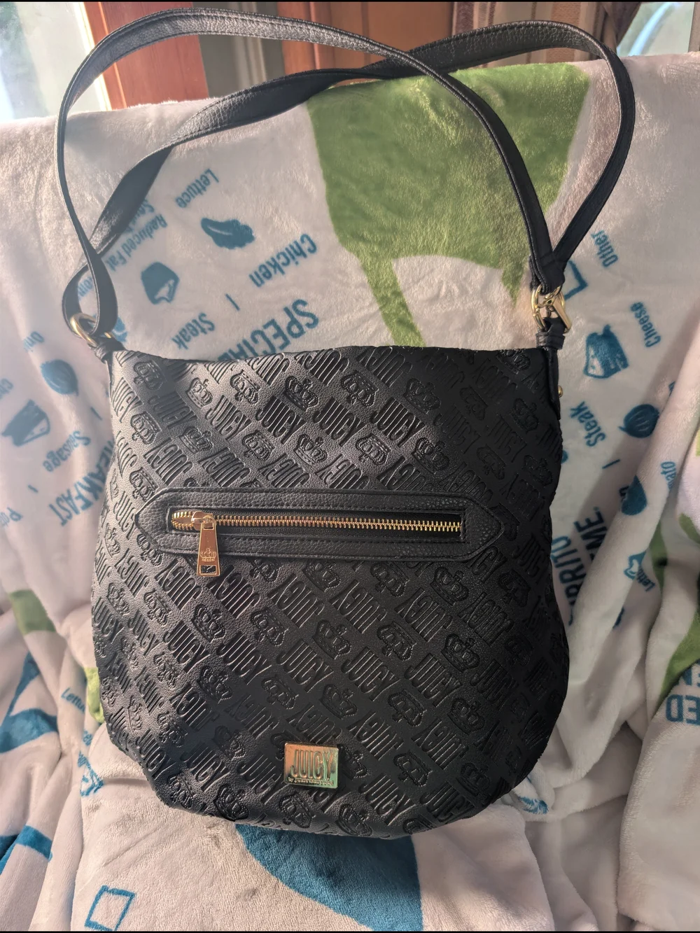 JUICY COUTURE Black Crossbody Bucket Embossed Bag